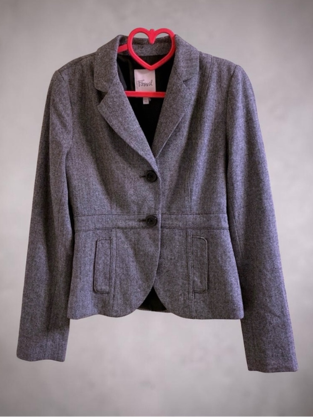 Fossil structured herringbone blazer with buttons